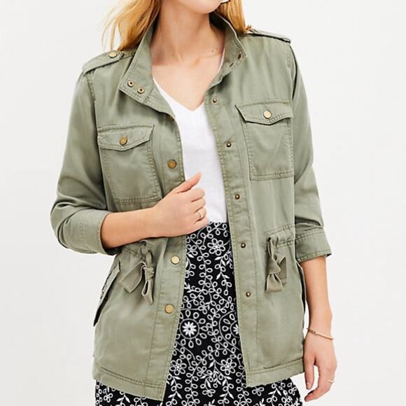 LOFT Jackets & Blazers - LOFT Olive Green Drawstring Utility Jacket Size Small